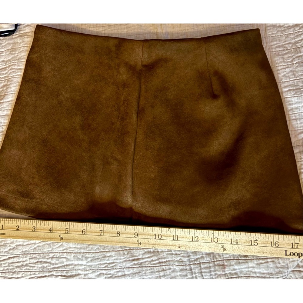 Witty Fox Brown Faux Suede Mini Skort Shorts Skirt Size Small